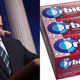 Sean Spicer (Win McNamee/Getty Images) and his beloved Orbit cinnamon gum. (Screenshot: Amazon)